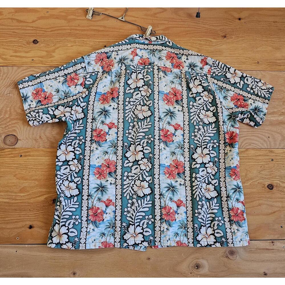 Kole Kole Hawaiian Barkcloth Floral Green Shirt Sz 2XL? 1970s - Picture 2 of 8